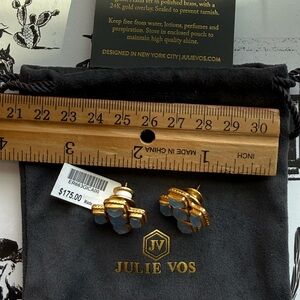Julie Vos Gold and White Cross Earrings